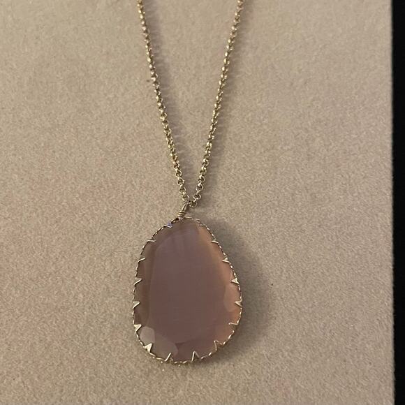 Unbranded Jewelry - Mauve Tone Stone Slice Gold Tone Pendant Necklace